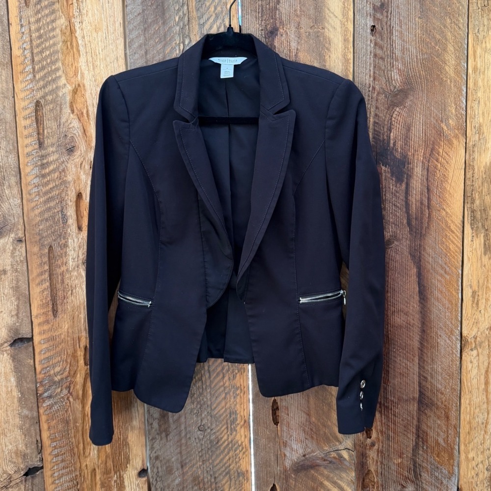 WHBM Womens Size 4 Black Peplum Blazer Tailored Sophisticated Quiet Luxury